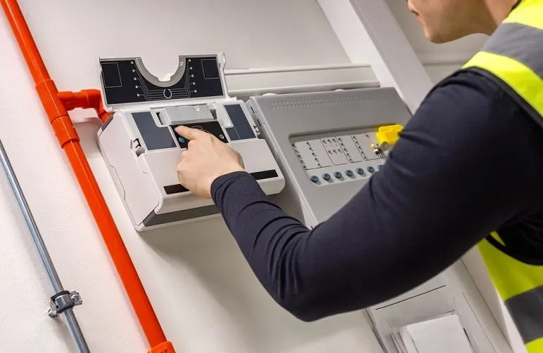 Fire alarm installation being done by Eastland Electric