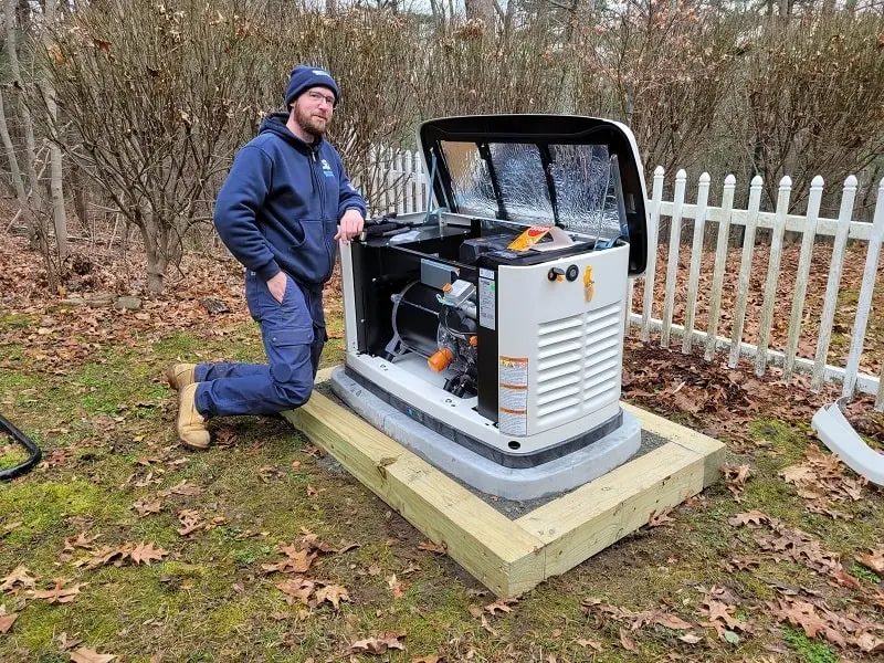 Eastland master electrician working on a home generator